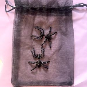 Metal Goth Punk Black Gloss Spider Earrings